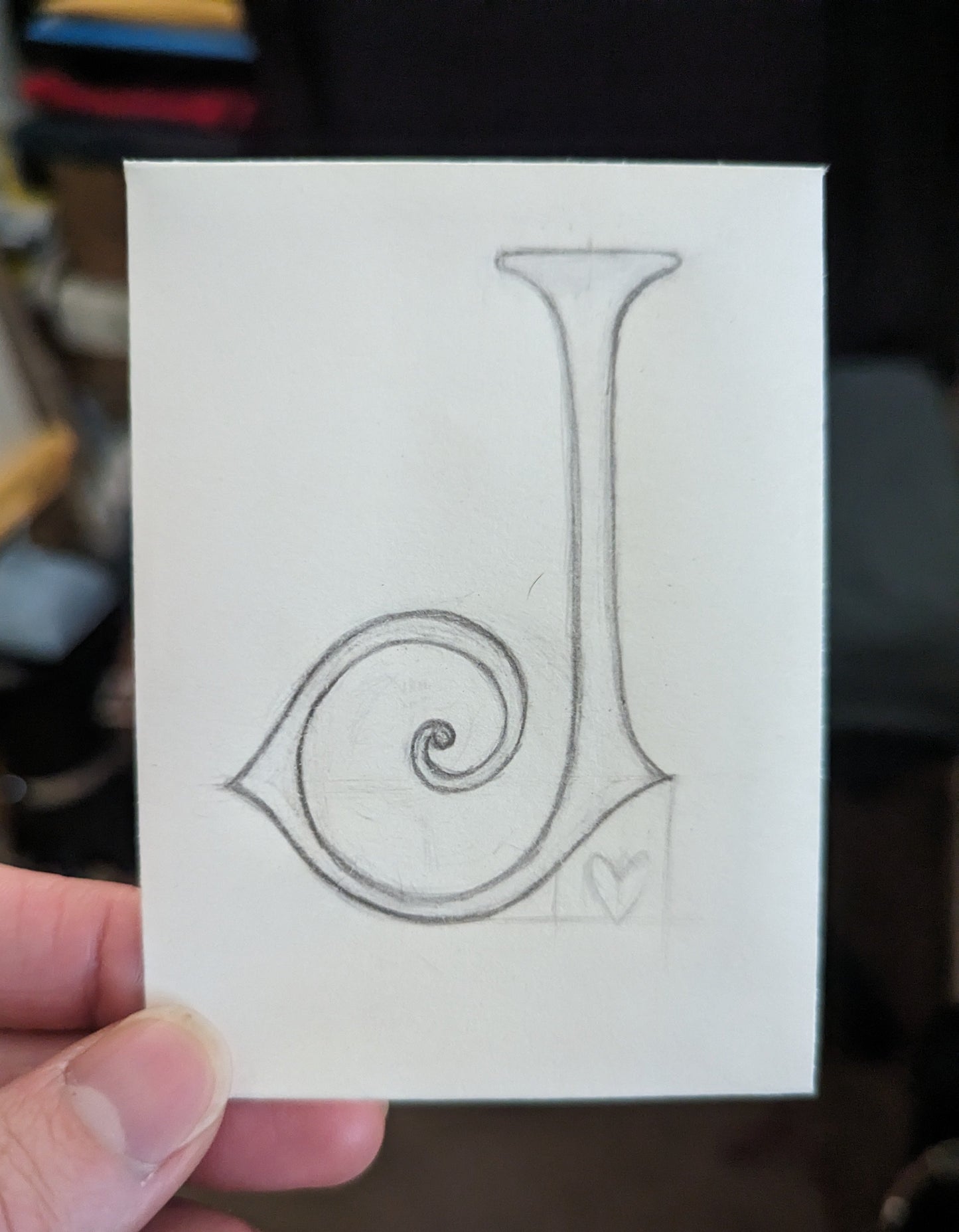CUSTOM : OOAK - Small Monogram Pencil Drawing - Made at Request : FREE US Shipping